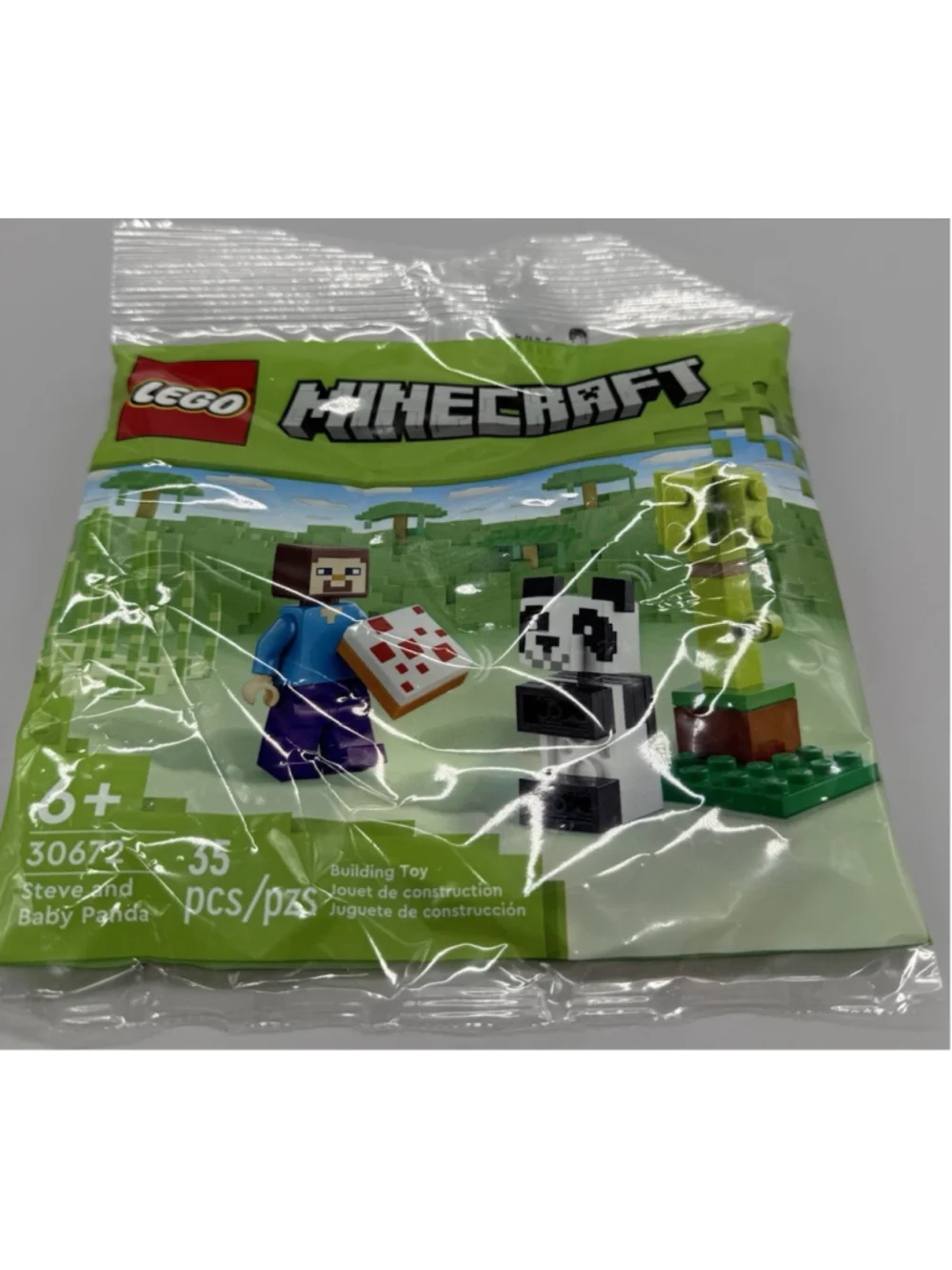 LEGO Retired Minecraft Steve and Baby Panda Polybag Set 30672 35 pcs (2024)